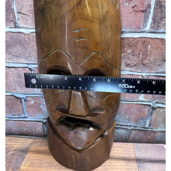 Vintage African Mask Hand Carved Wood Tribal Wall Hanging Totem Large - Picture 6 of 12